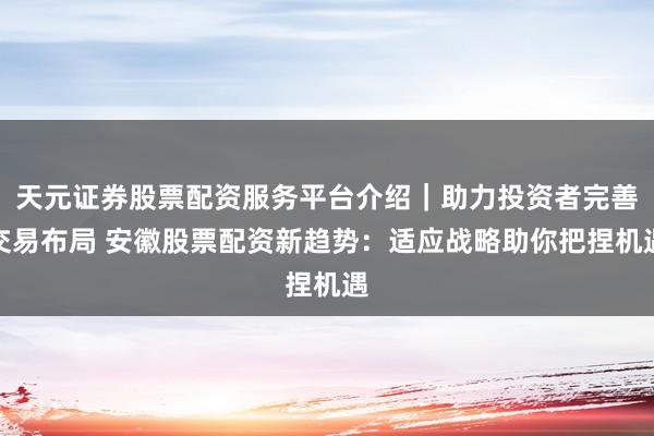 天元证券股票配资服务平台介绍｜助力投资者完善交易布局 安徽股票配资新趋势：适应战略助你把捏机遇